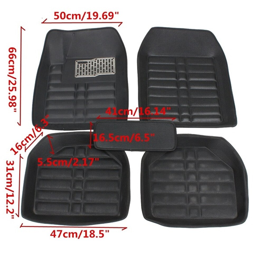 5pcs All Seasons Black Leather Universal Auto Car Floor Mats Front Rear Liner Weather Set Car Accessories 5pcs All Seasons Black Leather Universal Auto Car Floor Mats Front Rear Liner Weather Set Car Accessories